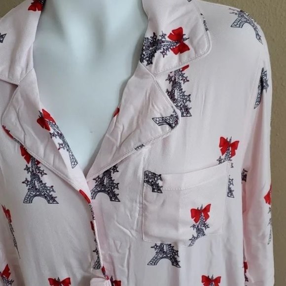 Womens Christmas in Paris Eiffel Tower Sleep Shirt Eyemask Set Size Large 2X NWT - Picture 4 of 4